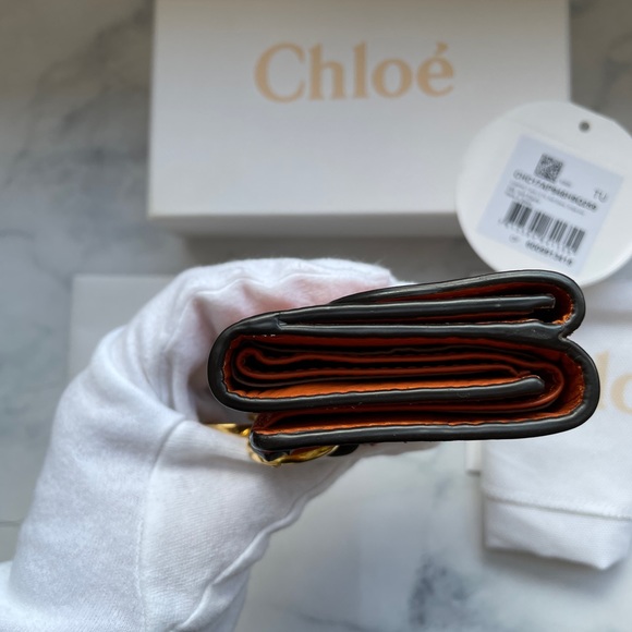 Sold! Chloe Alphabet Trifold Wallet Leather Mini Soft Ebony - Picture 7 of 16